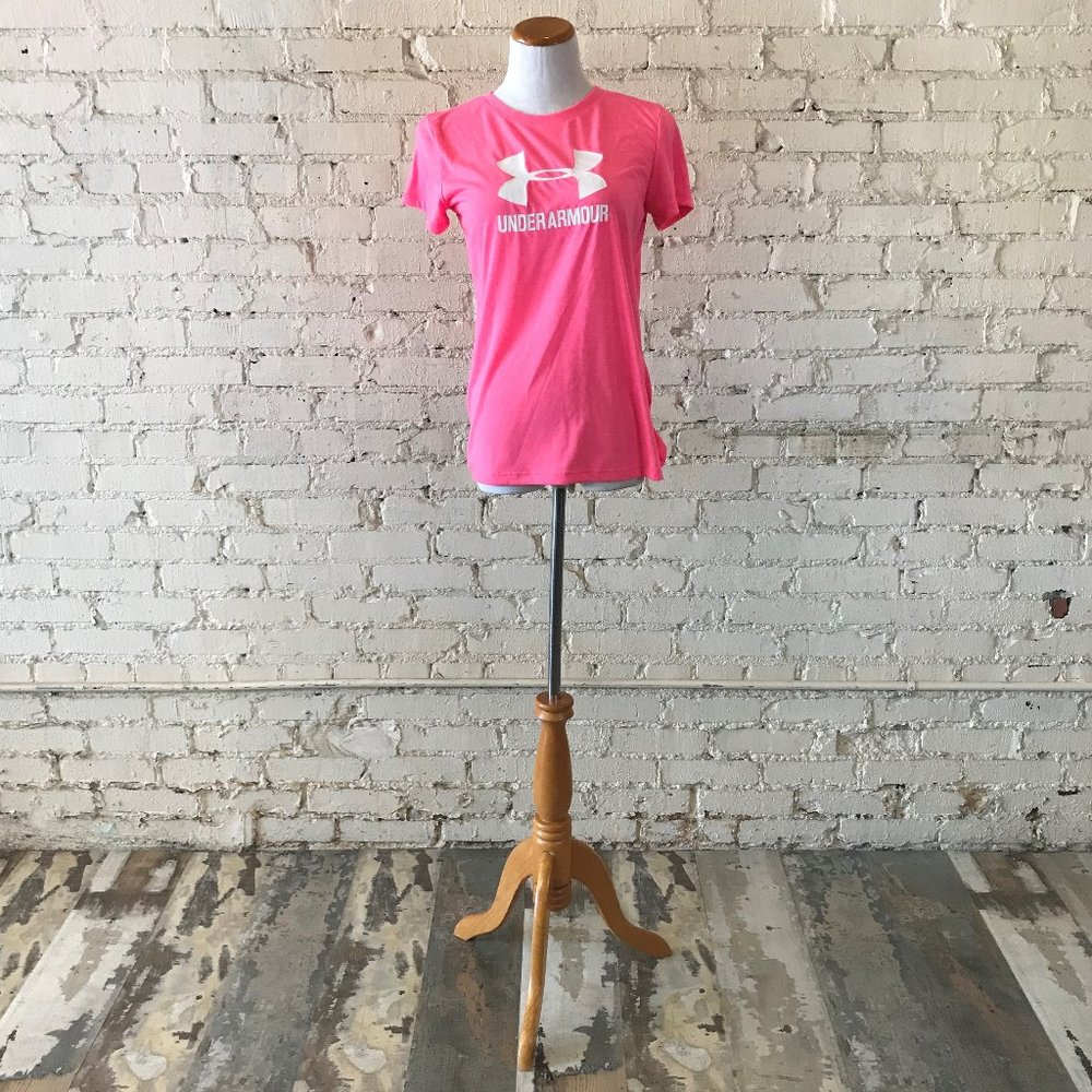 Under Armour Neon Pink Printed Heat Gear Tee Small